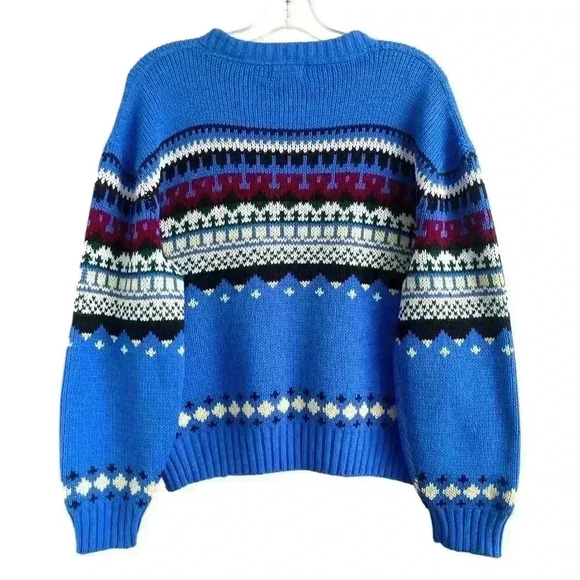 Sedgewick Sportswear VTG XL Fair Isle Sweater Blue Acrylic Nordic Ski Grandpa - Picture 2 of 11